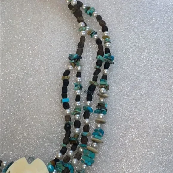 Bespoke Vintage Bone & Turquoise Organic Statement Necklace!